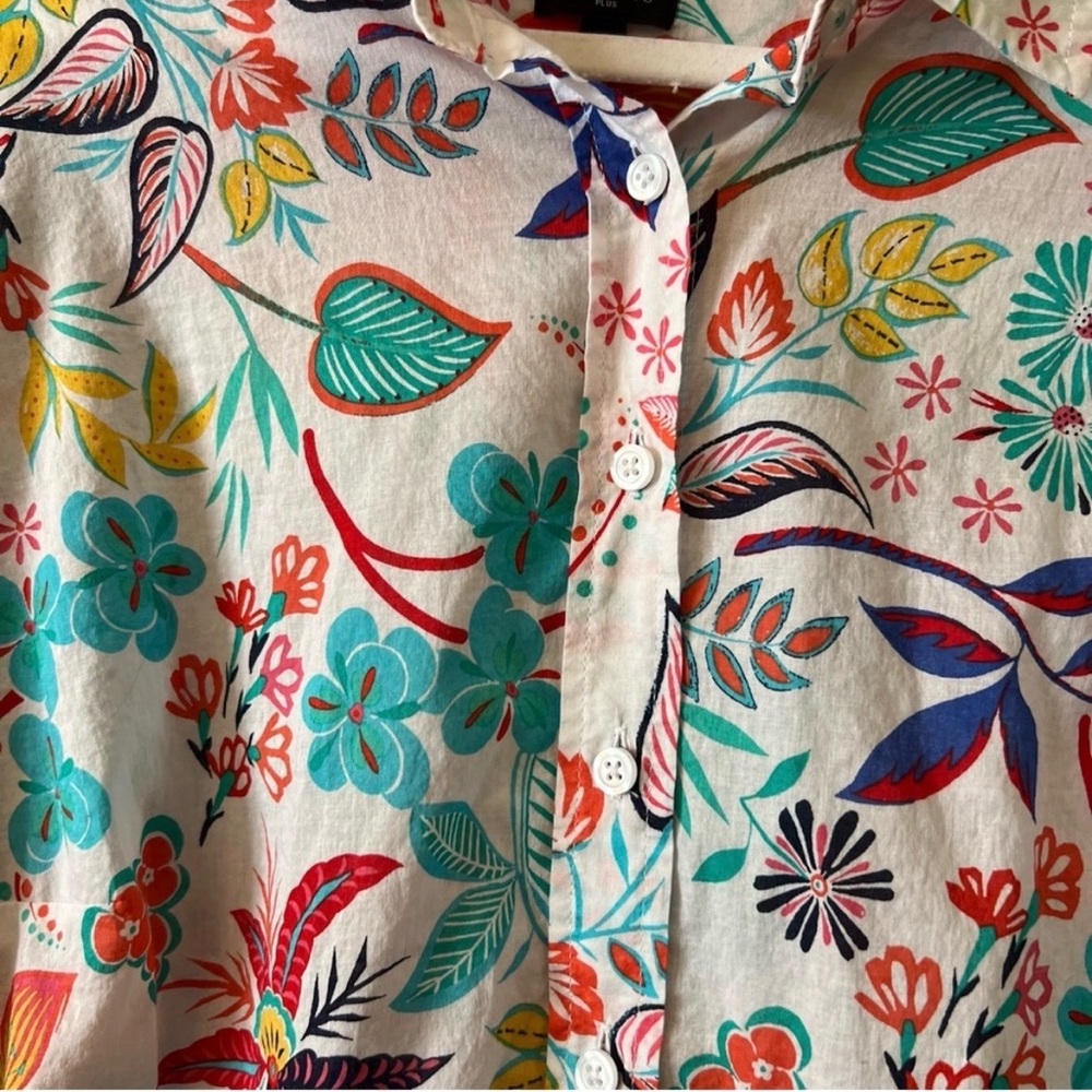 Talbots Lush Floral Cotton Button Front Shirt, Size 1X - Picture 4 of 12